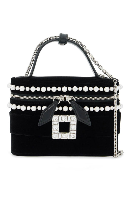 "micro Vanity Bag With Rhinestone  - Black