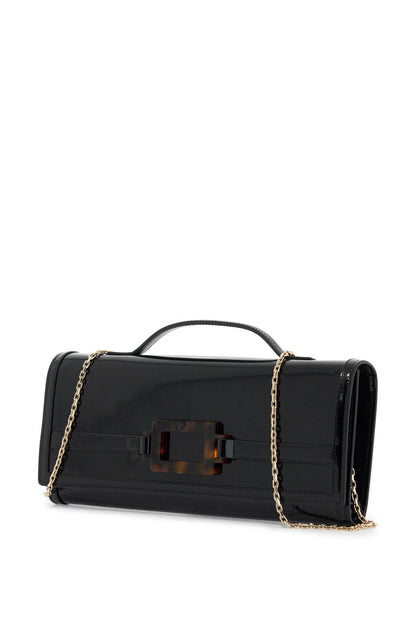 Brushed Leather Belle Vivier Clutch Bag  - Black