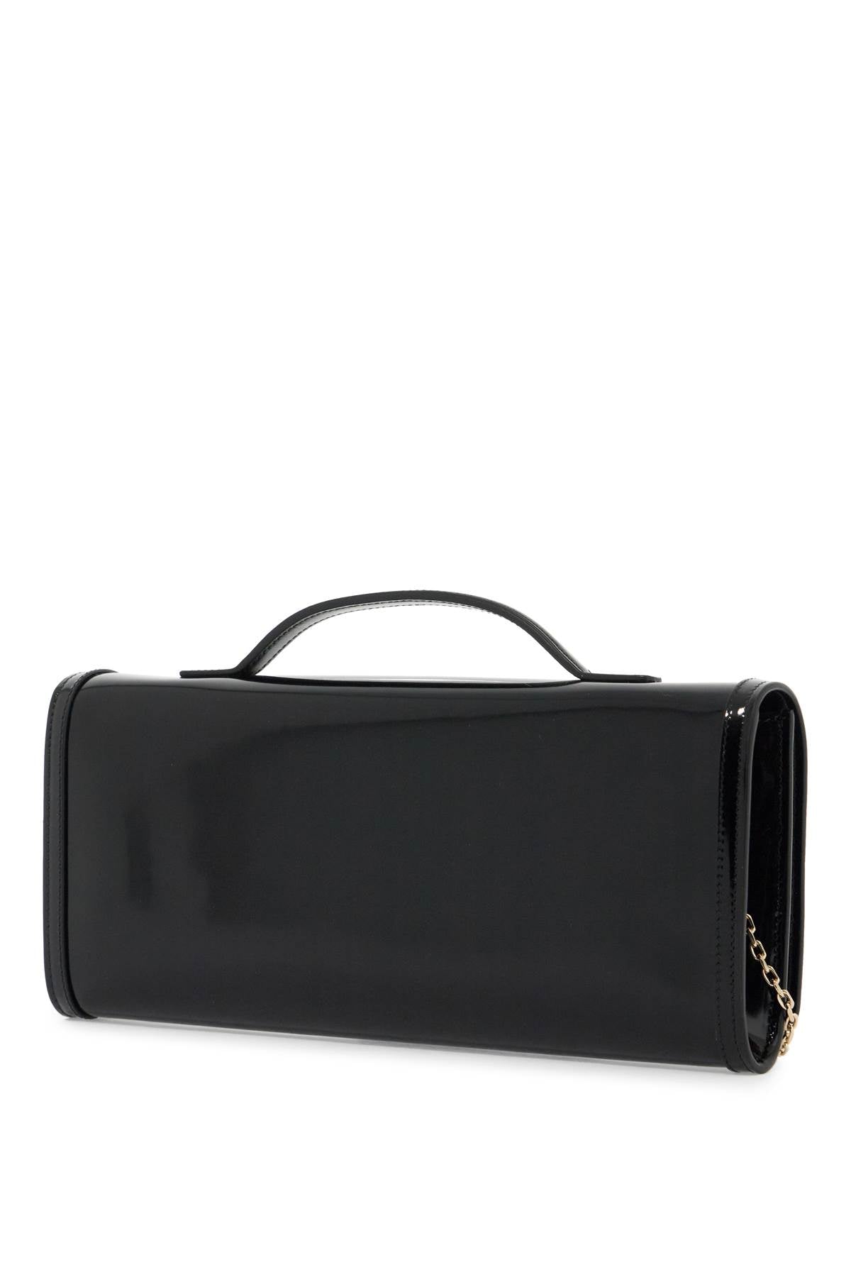 Brushed Leather Belle Vivier Clutch Bag  - Black