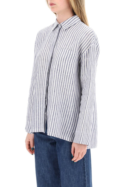 "striped Linen Shirt From Renania  - White