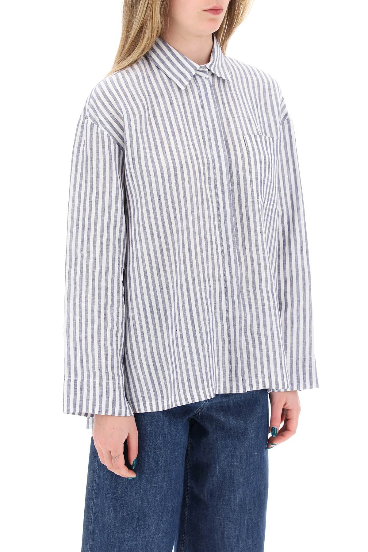 "striped Linen Shirt From Renania  - White