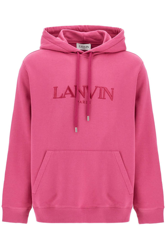 Hooded Sweatshirt With Embroidered Logo  - Fuchsia