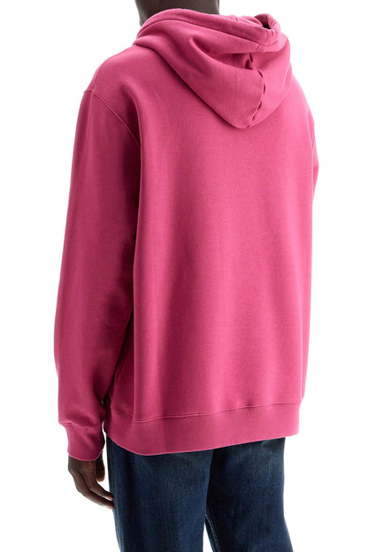 Hooded Sweatshirt With Embroidered Logo  - Fuchsia