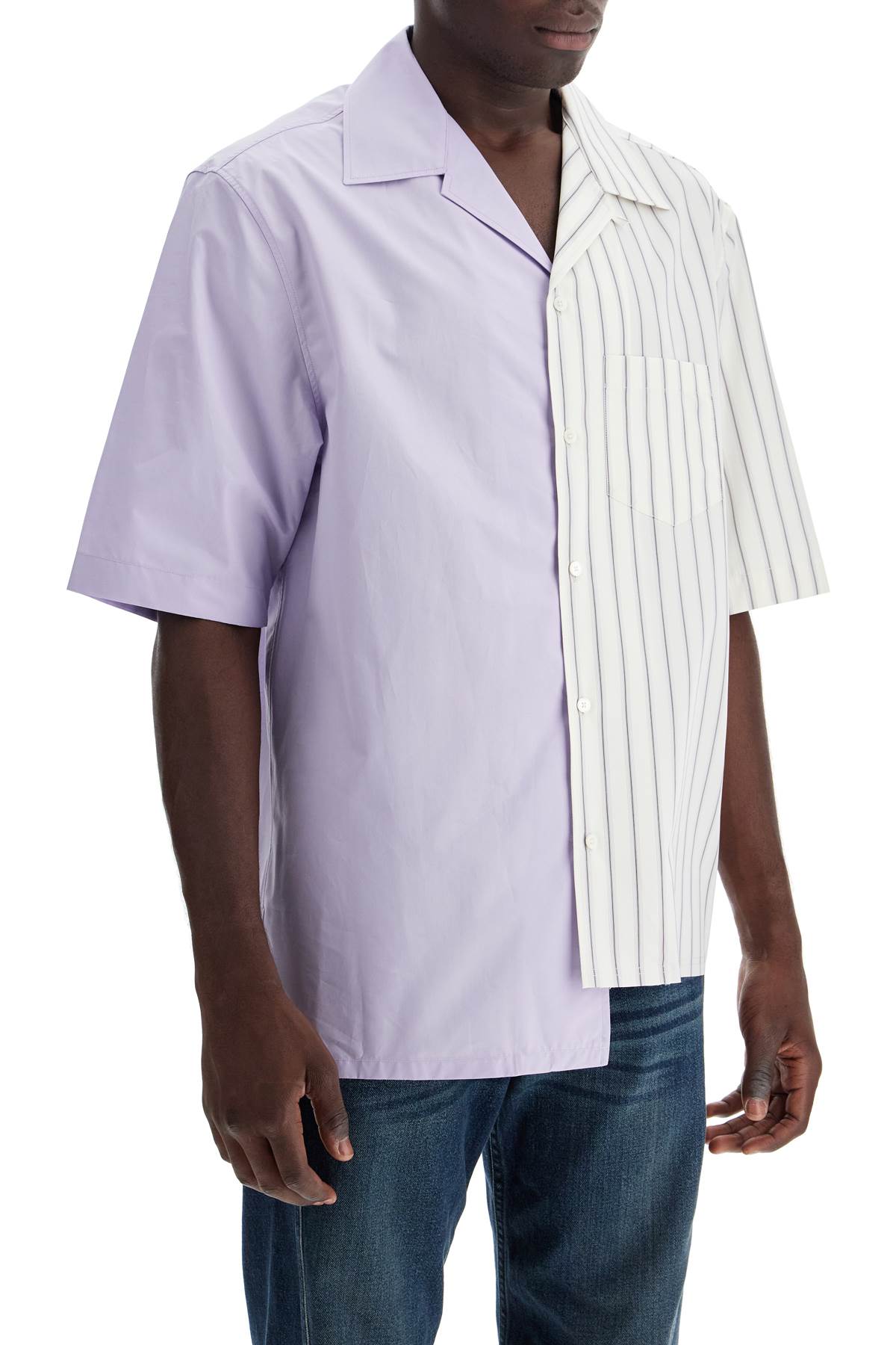 Asymmetric Bowling Shirt With  - White