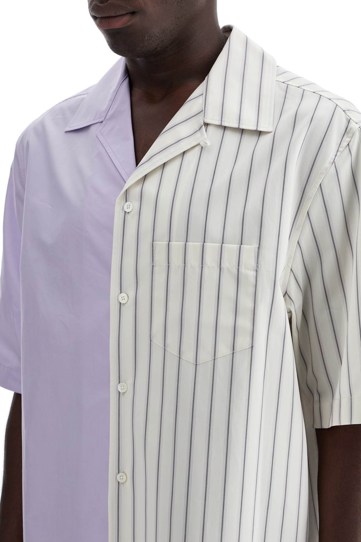 Asymmetric Bowling Shirt With  - White