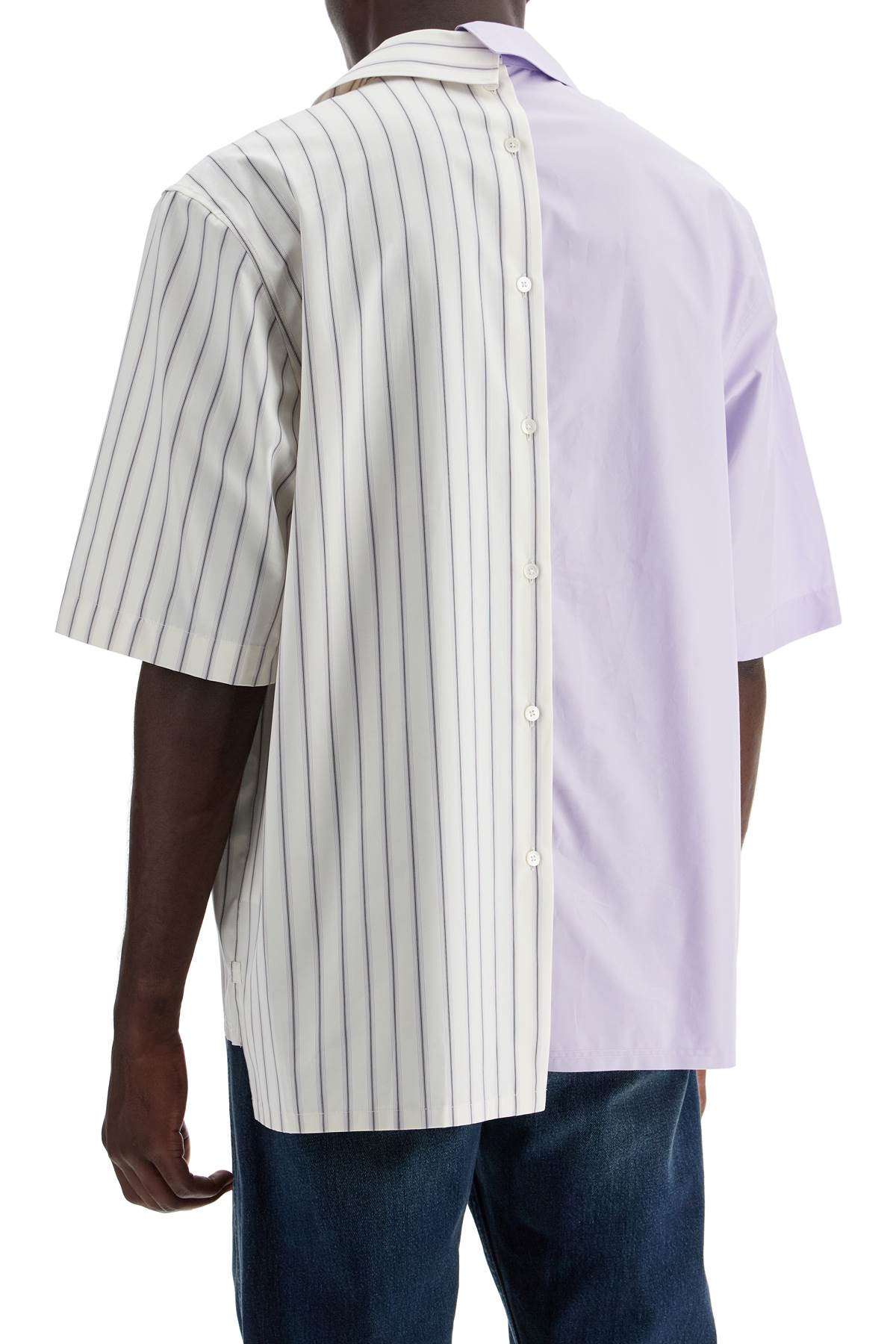 Asymmetric Bowling Shirt With  - White