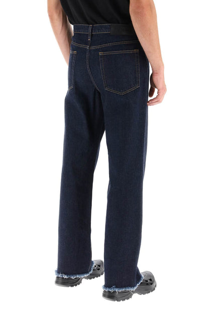 Jeans With Frayed Hem  - Blue