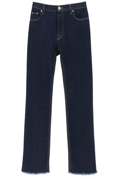 Jeans With Frayed Hem  - Blue