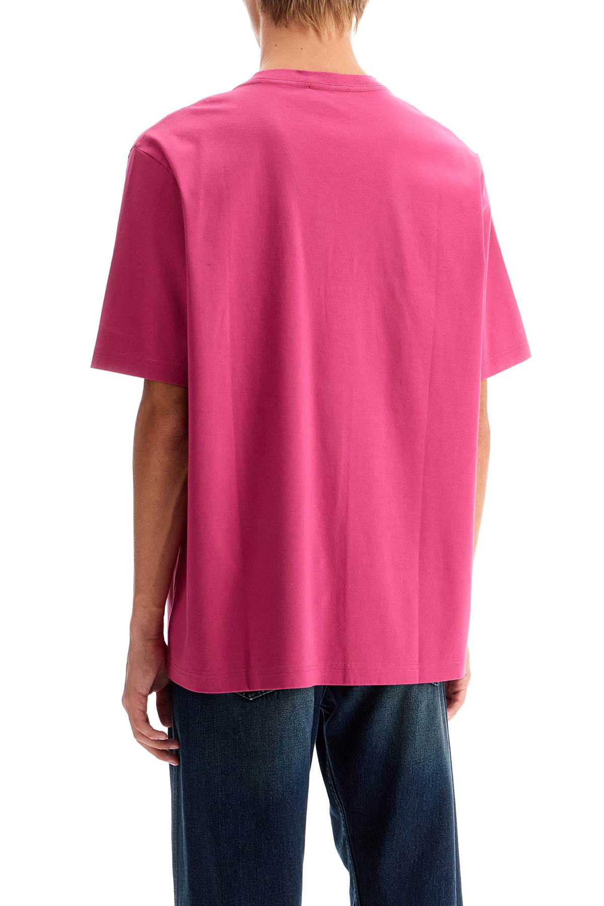 T-shirt With Embroidered Logo Design  - Pink