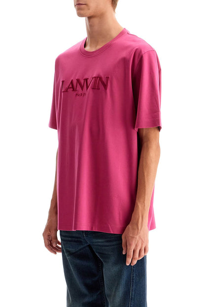 T-shirt With Embroidered Logo Design  - Pink