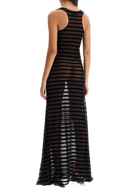 Long Marinière Dress With Overall Detail  - Black