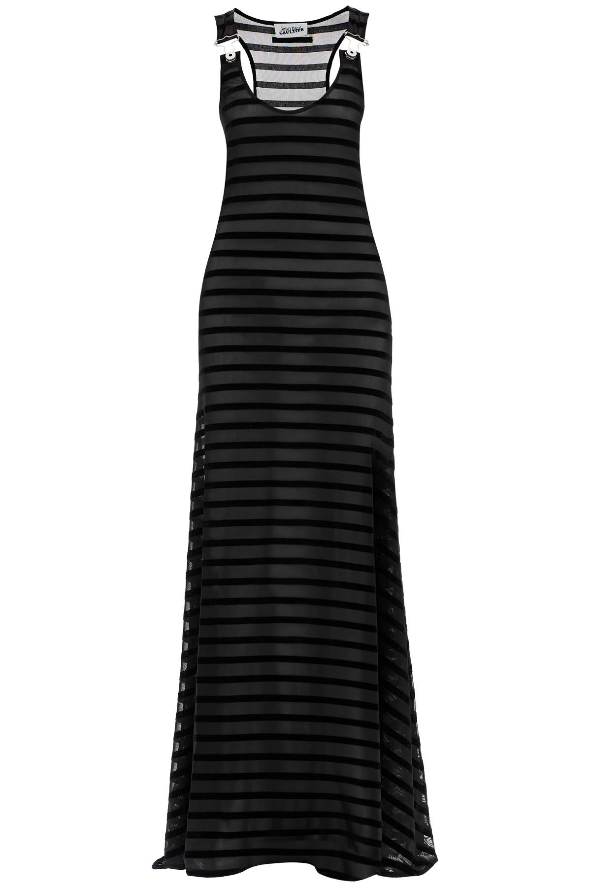 Long Marinière Dress With Overall Detail  - Black