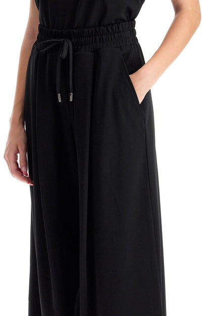 Wide Jersey Pants For Comfortable Fit  - Black