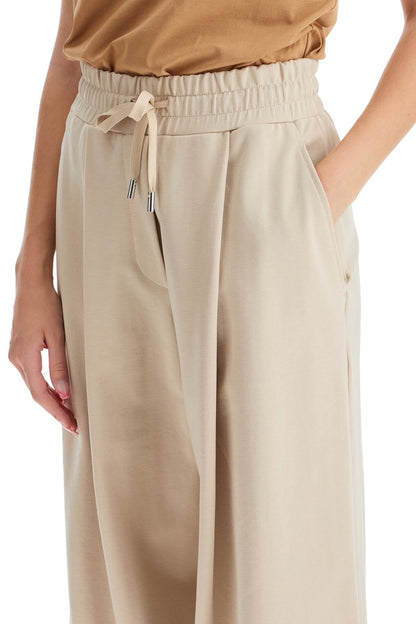 Wide Jersey Pants For Comfortable Fit  - Neutro