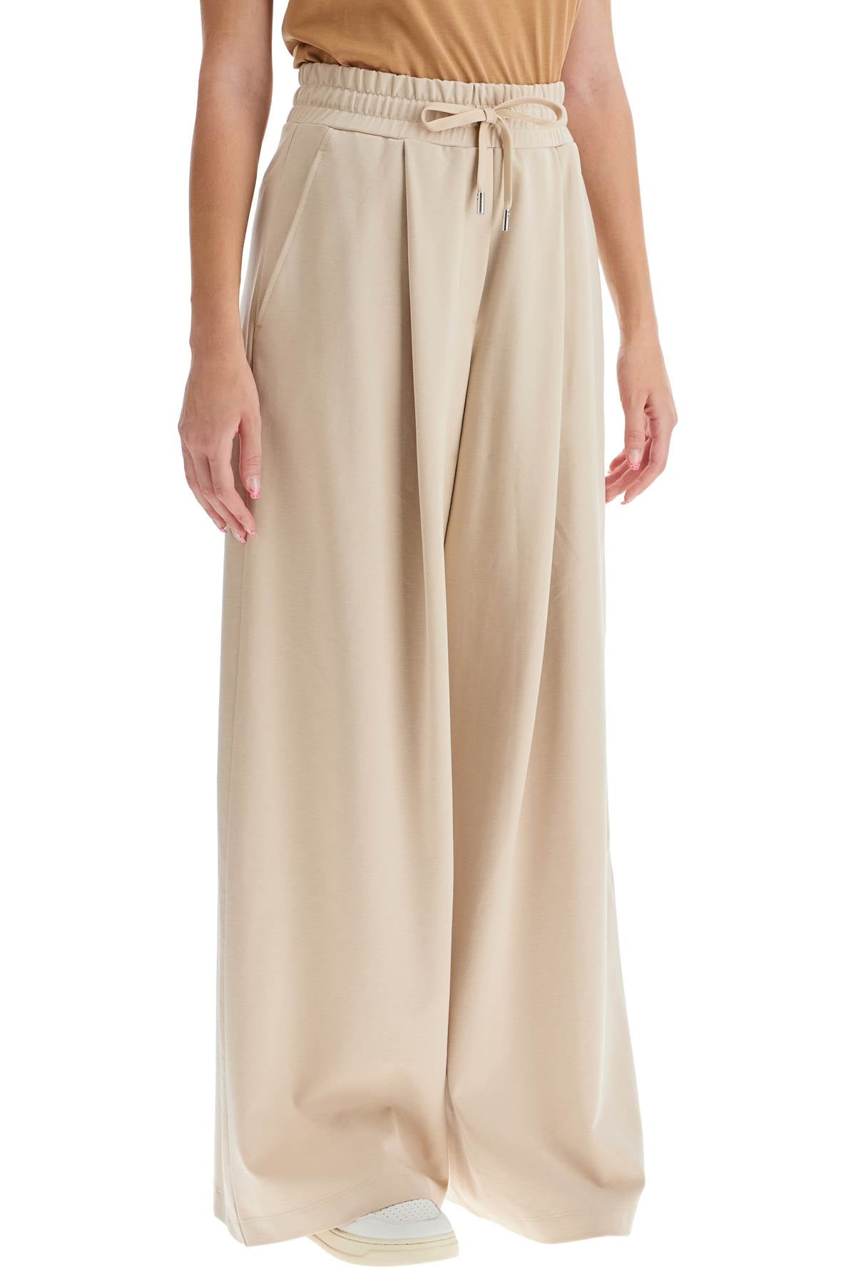 Wide Jersey Pants For Comfortable Fit  - Neutro