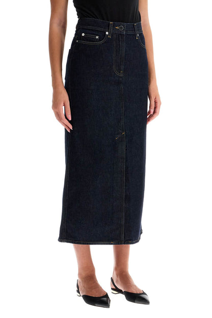 "organic Denim Midi Skirt Rona  - Blue