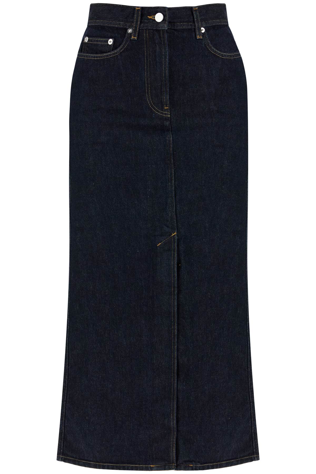 "organic Denim Midi Skirt Rona  - Blue