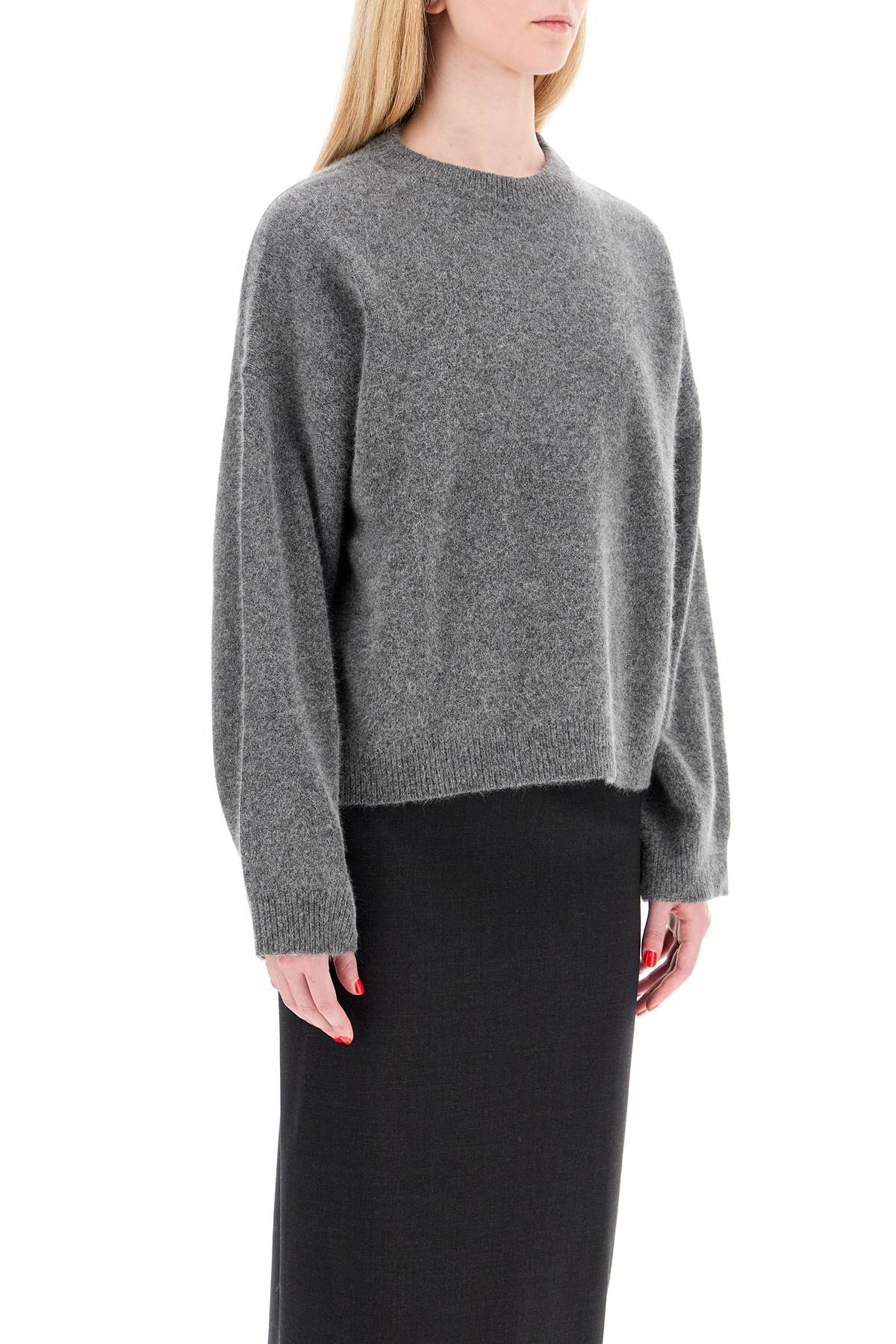 In Wool And Yak Blend Pullover Sweater  - Grey