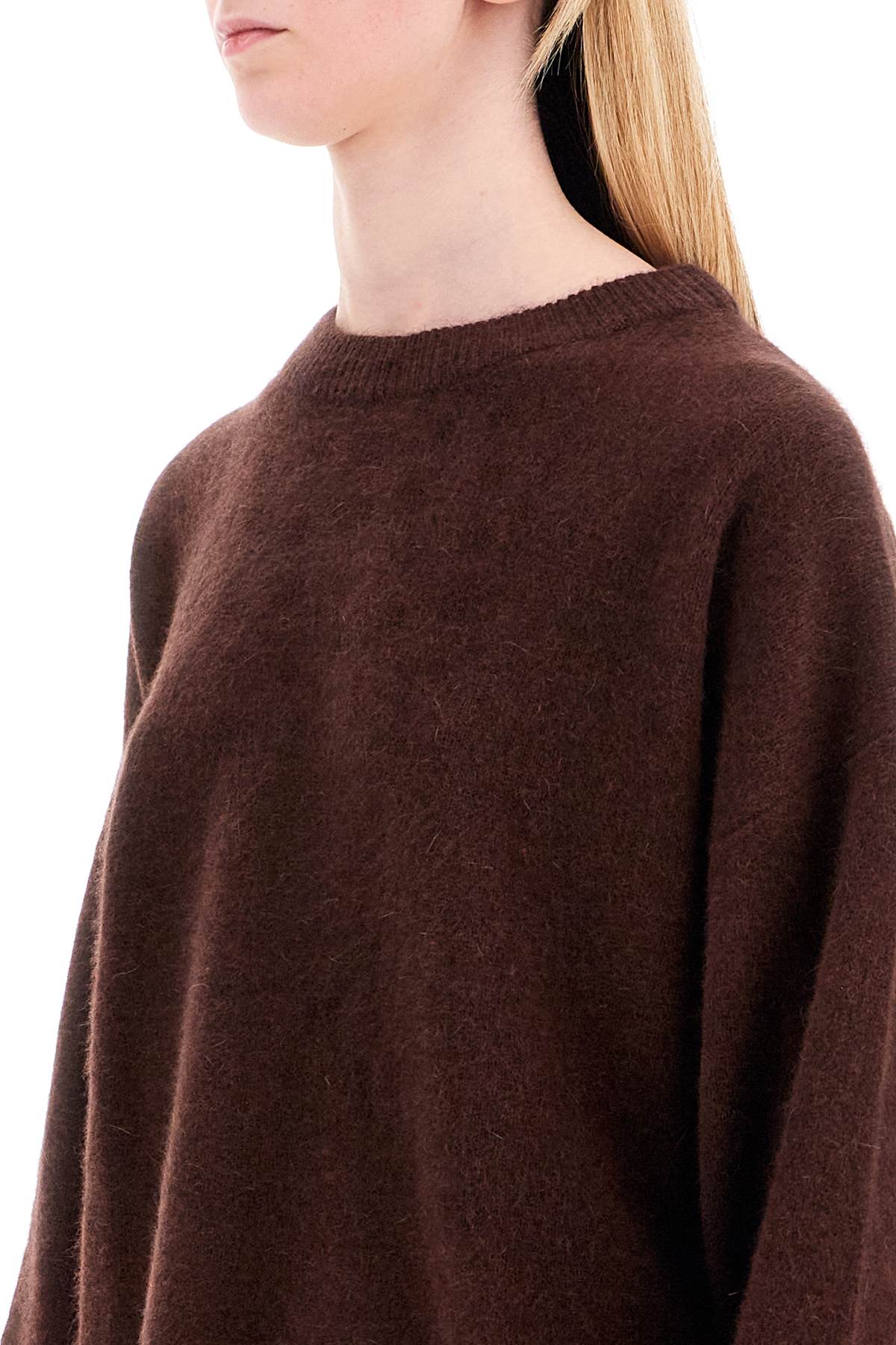 In Wool And Yak Blend Pullover Sweater  - Brown