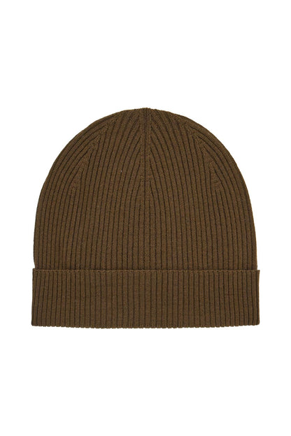 Virgin Wool Beanie Hat In Eight  - Khaki