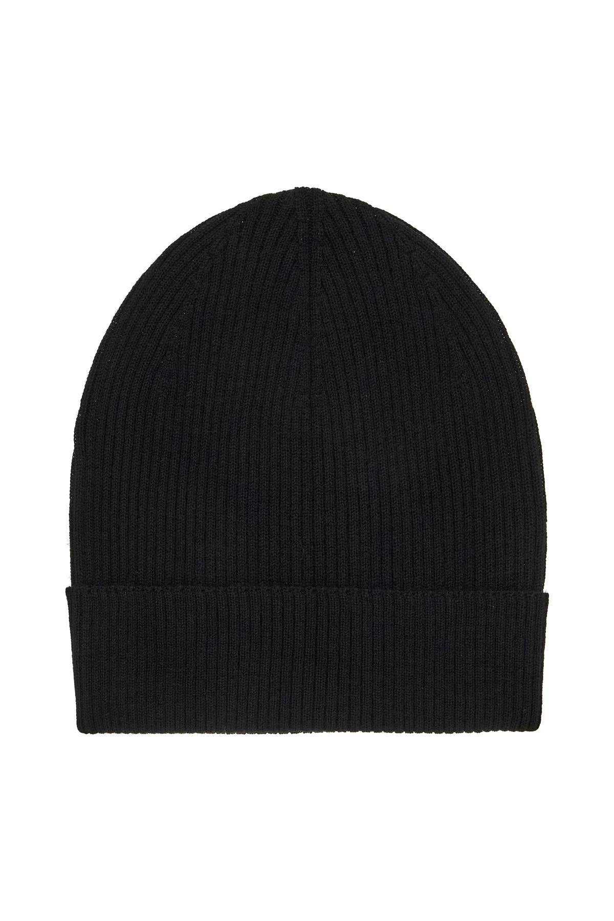 Virgin Wool Beanie Hat In Eight  - Black