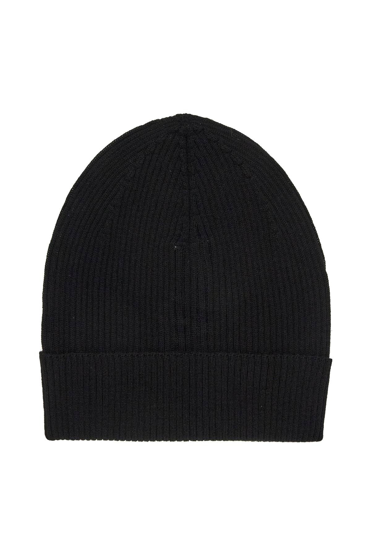 Virgin Wool Beanie Hat In Eight  - Black