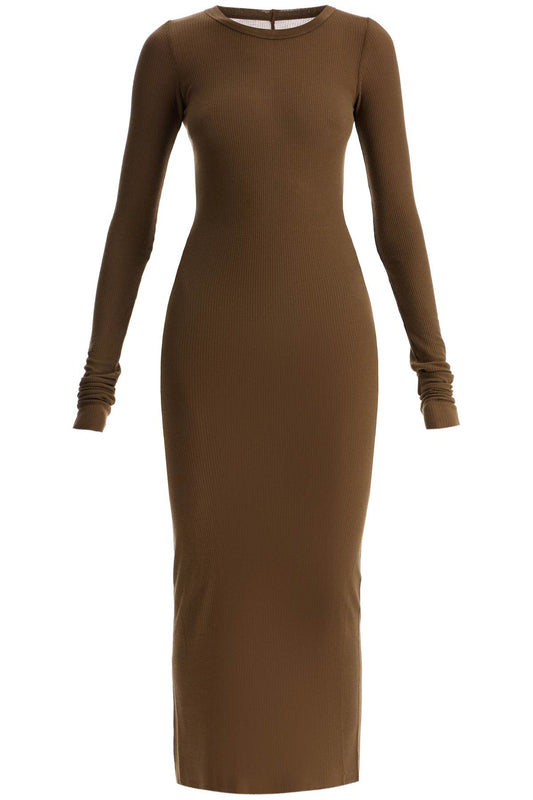 Long Fitted Jersey Dress  - Khaki