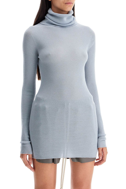 High-neck Wool Pullover Sweater  - Light Blue