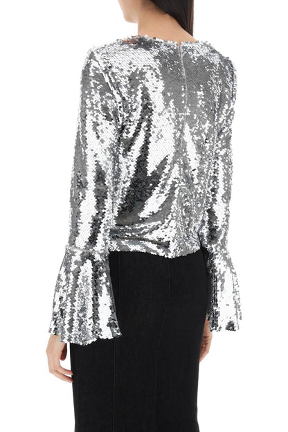 Sequined Cropped Top  - Silver