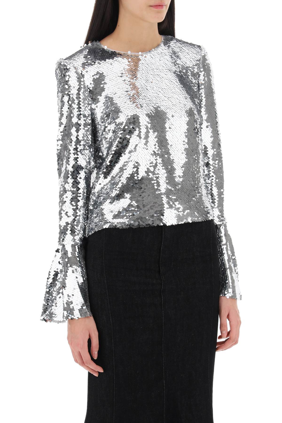 Sequined Cropped Top  - Silver