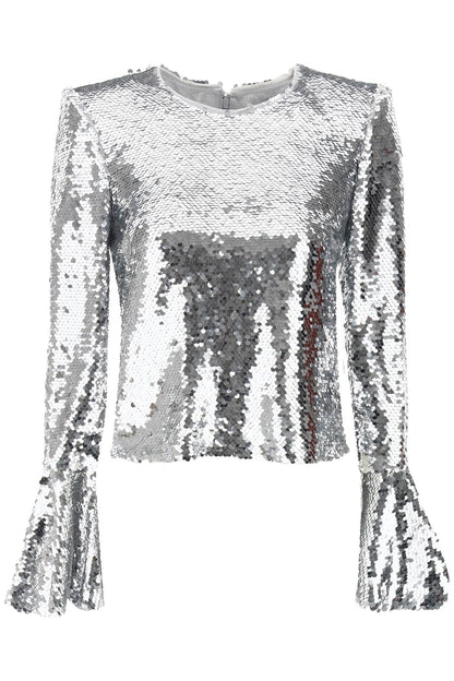 Sequined Cropped Top  - Silver