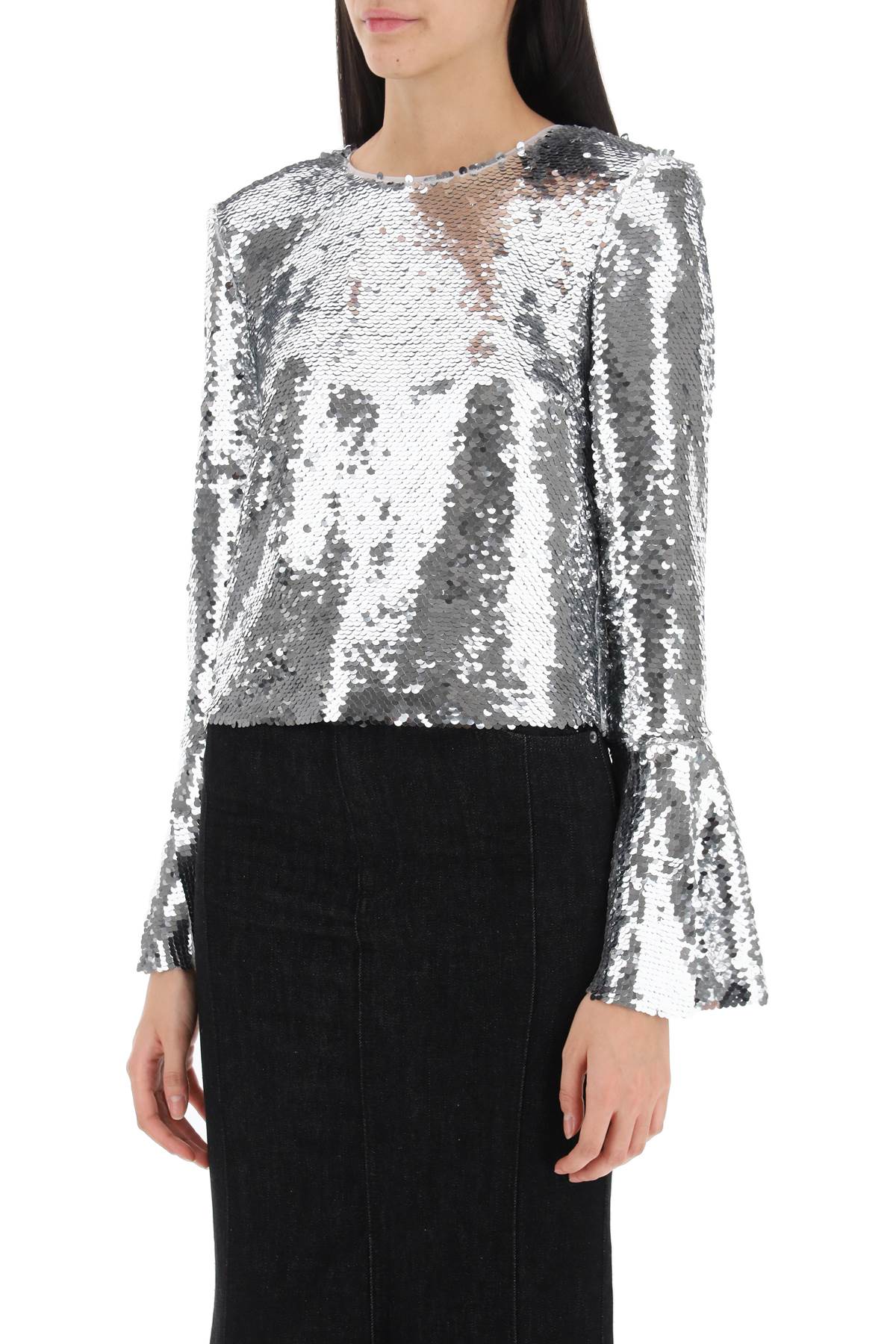 Sequined Cropped Top  - Silver