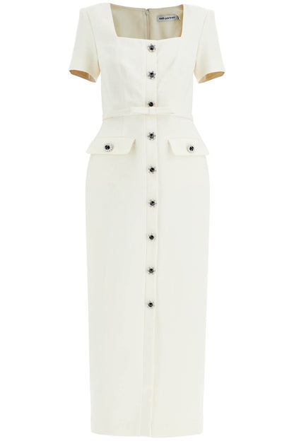 Midi Crãªpe Dress  - White