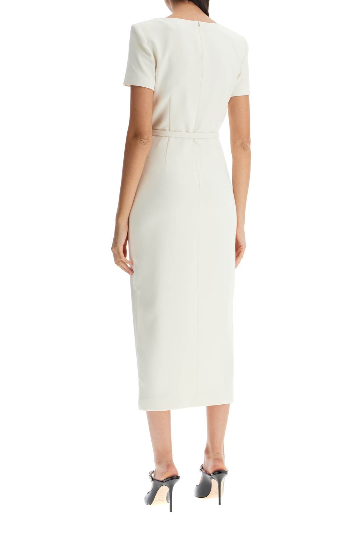 Midi Crãªpe Dress  - White