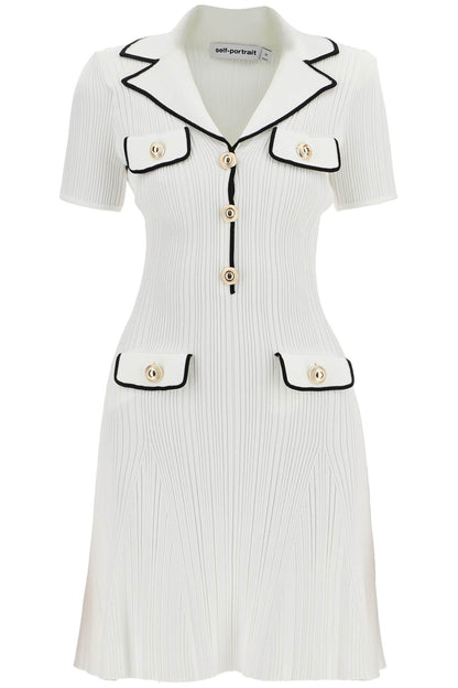 Mini Ribbed Viscose Dress With  - White