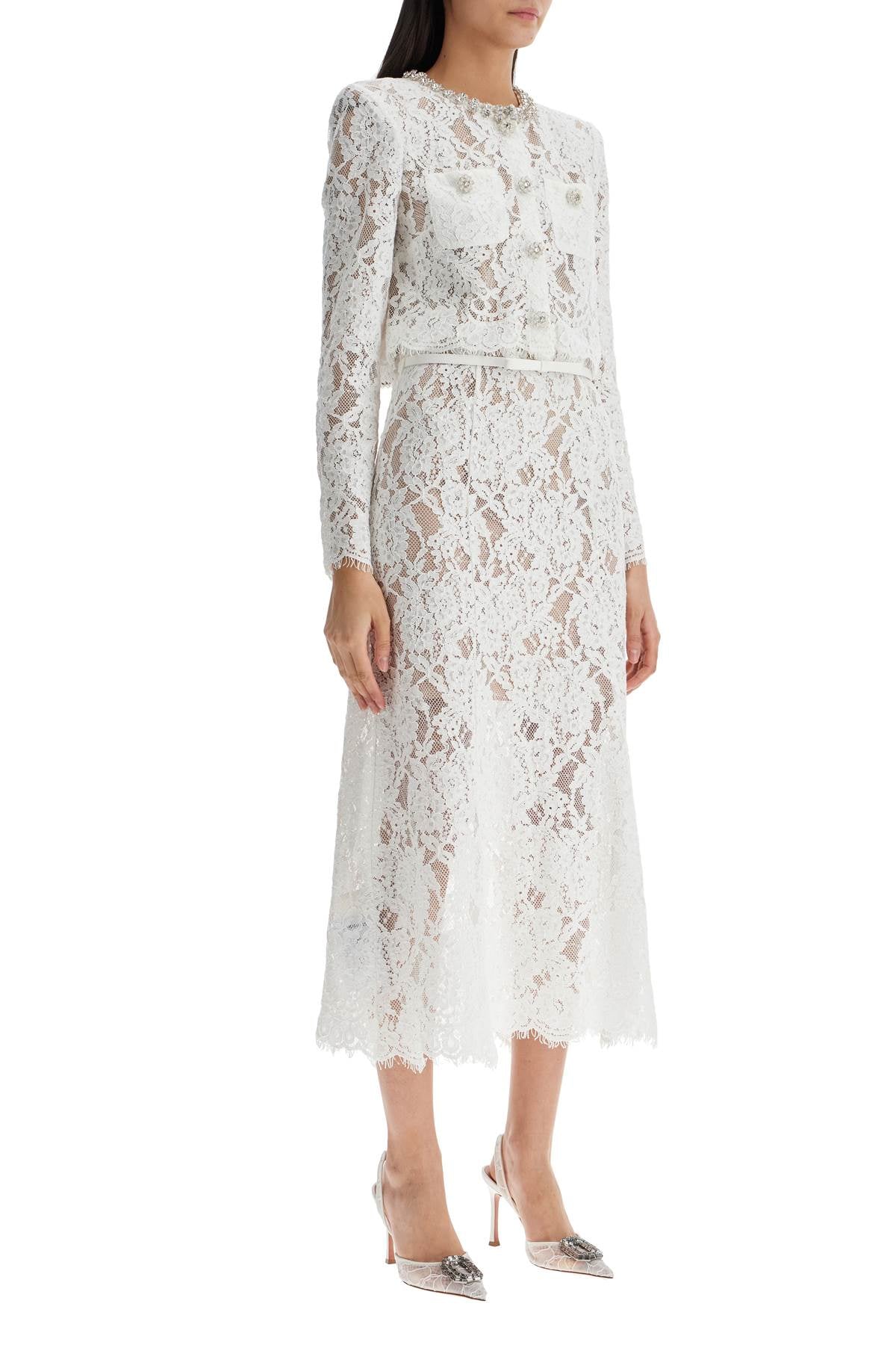 Midi Lace Dress In Seven  - White