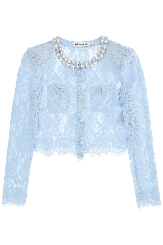 Long-sleeved Lace Top For Women  - Light Blue