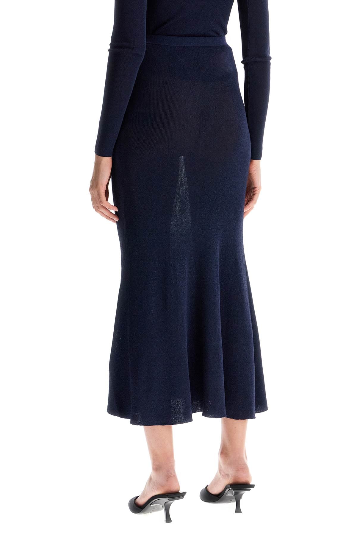 Long Lurex Knit Skirt  - Blue