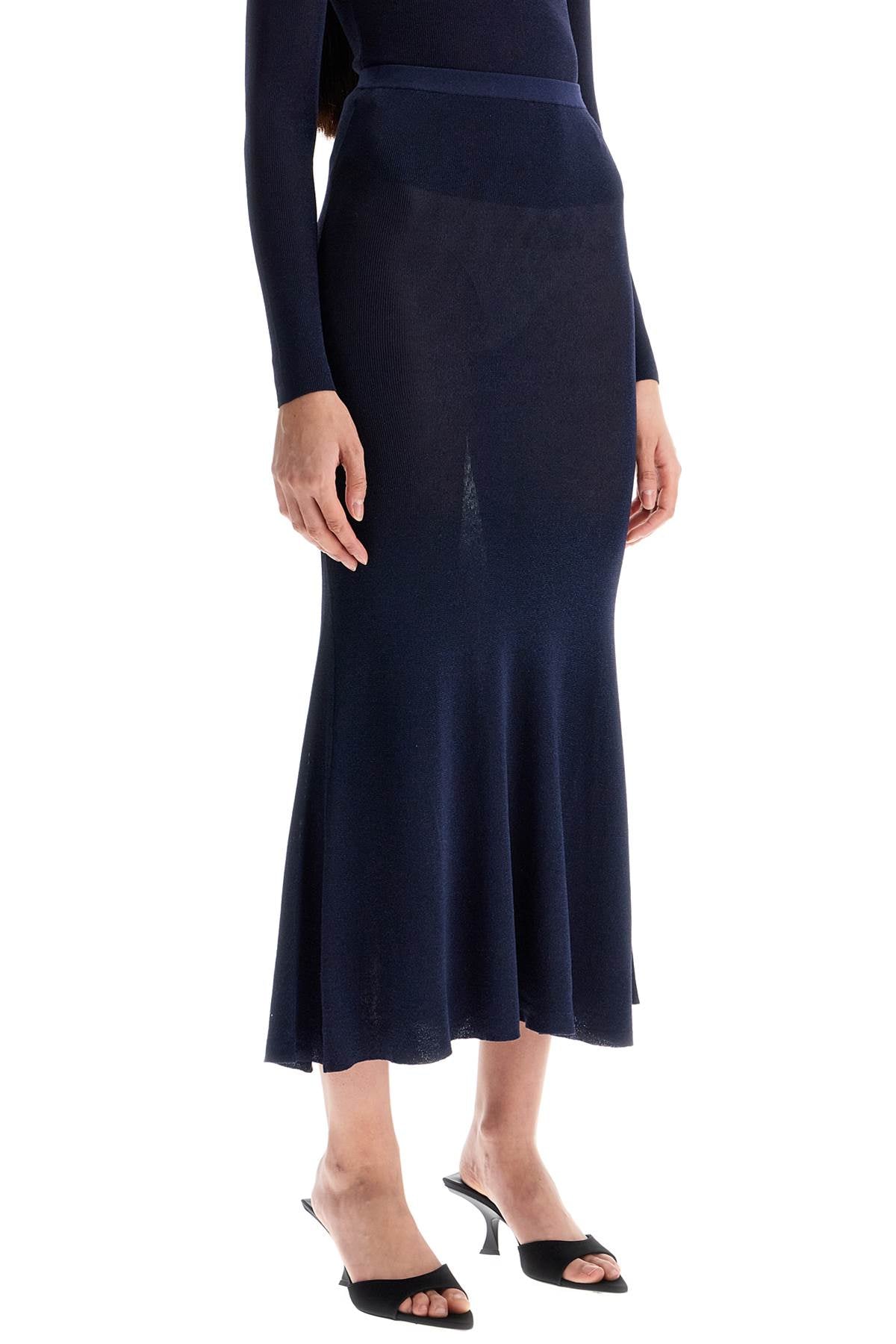 Long Lurex Knit Skirt  - Blue