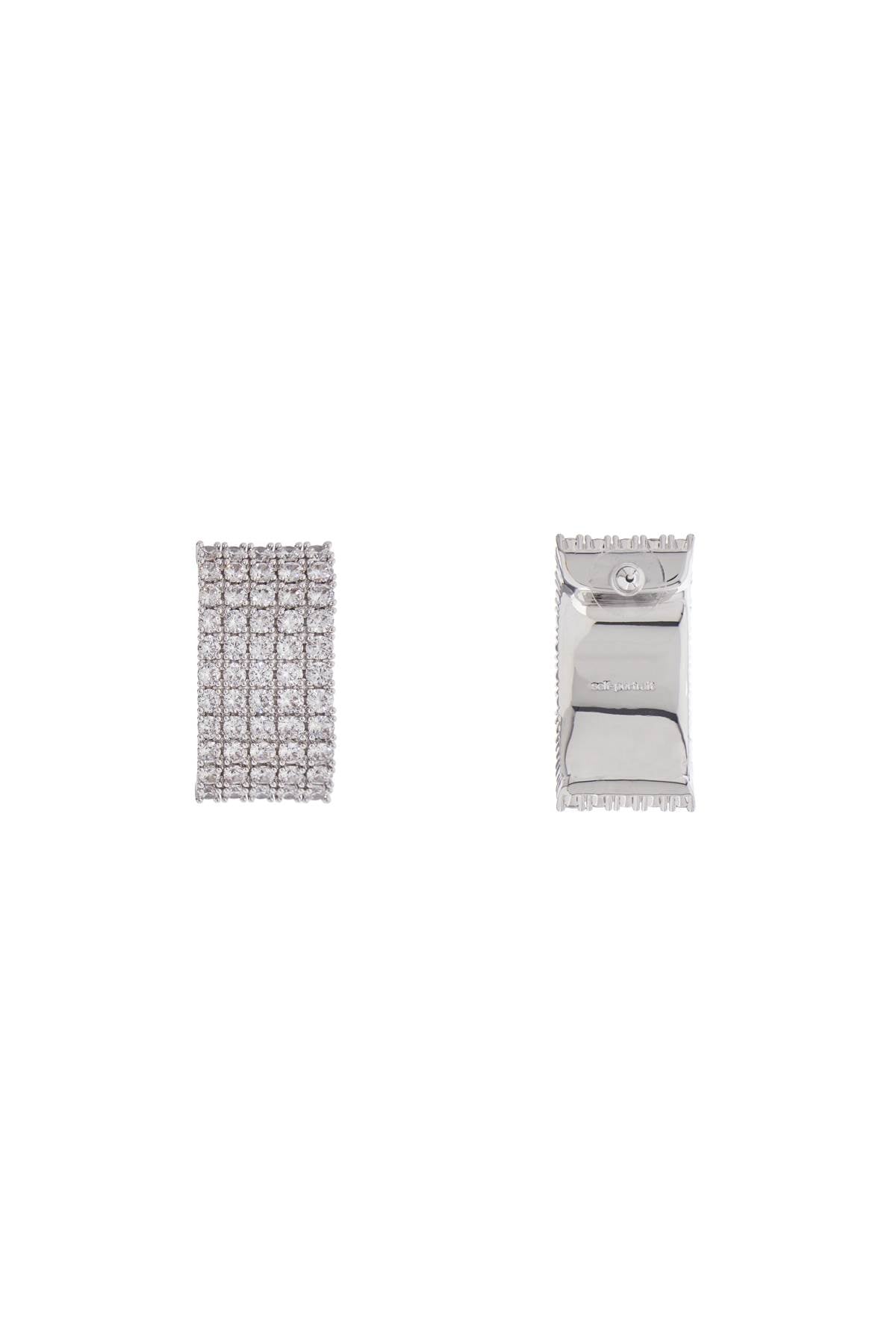 Rectangular Chain Earrings With Cubic Zirconia In Silver  - Silver