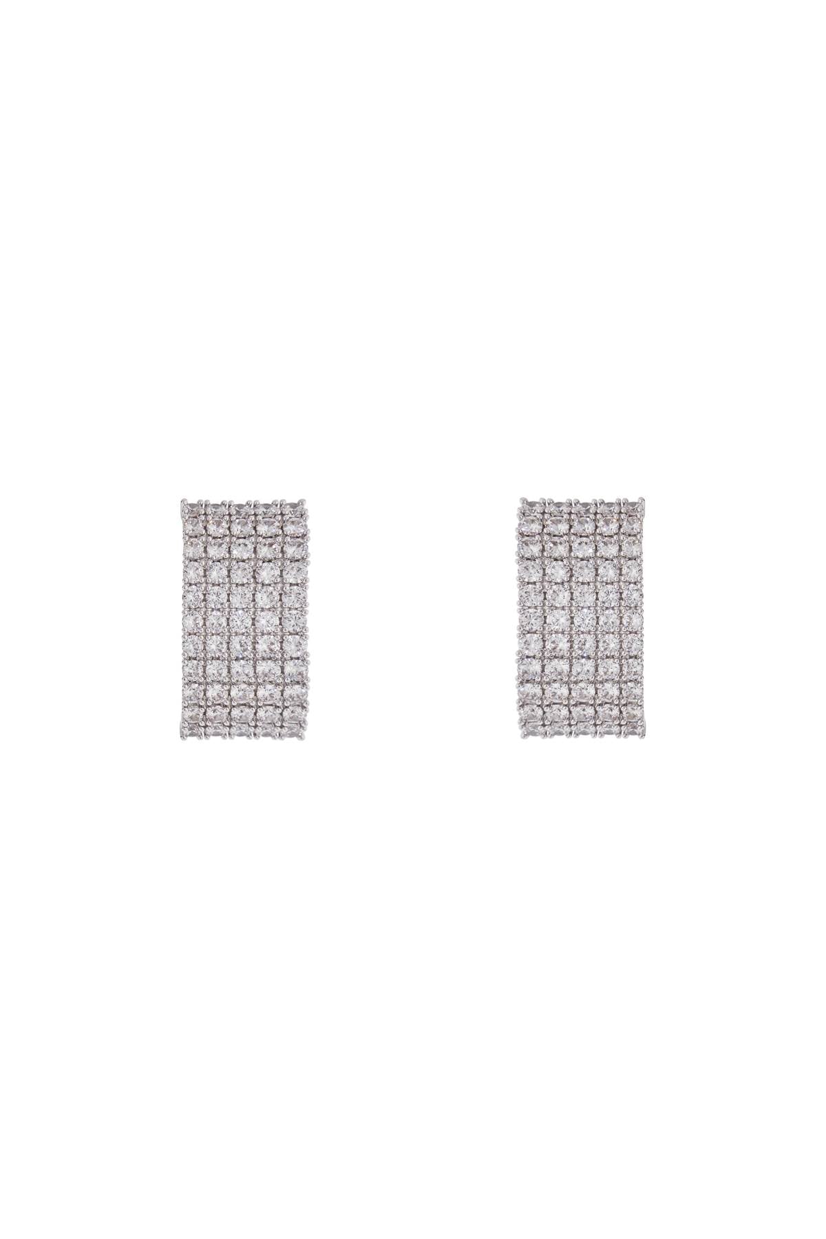 Rectangular Chain Earrings With Cubic Zirconia In Silver  - Silver