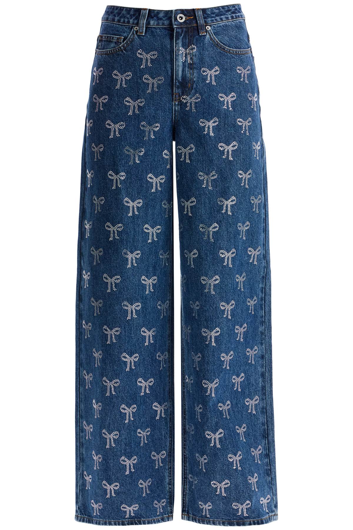 Decorated Straight Leg Jeans  - Blue