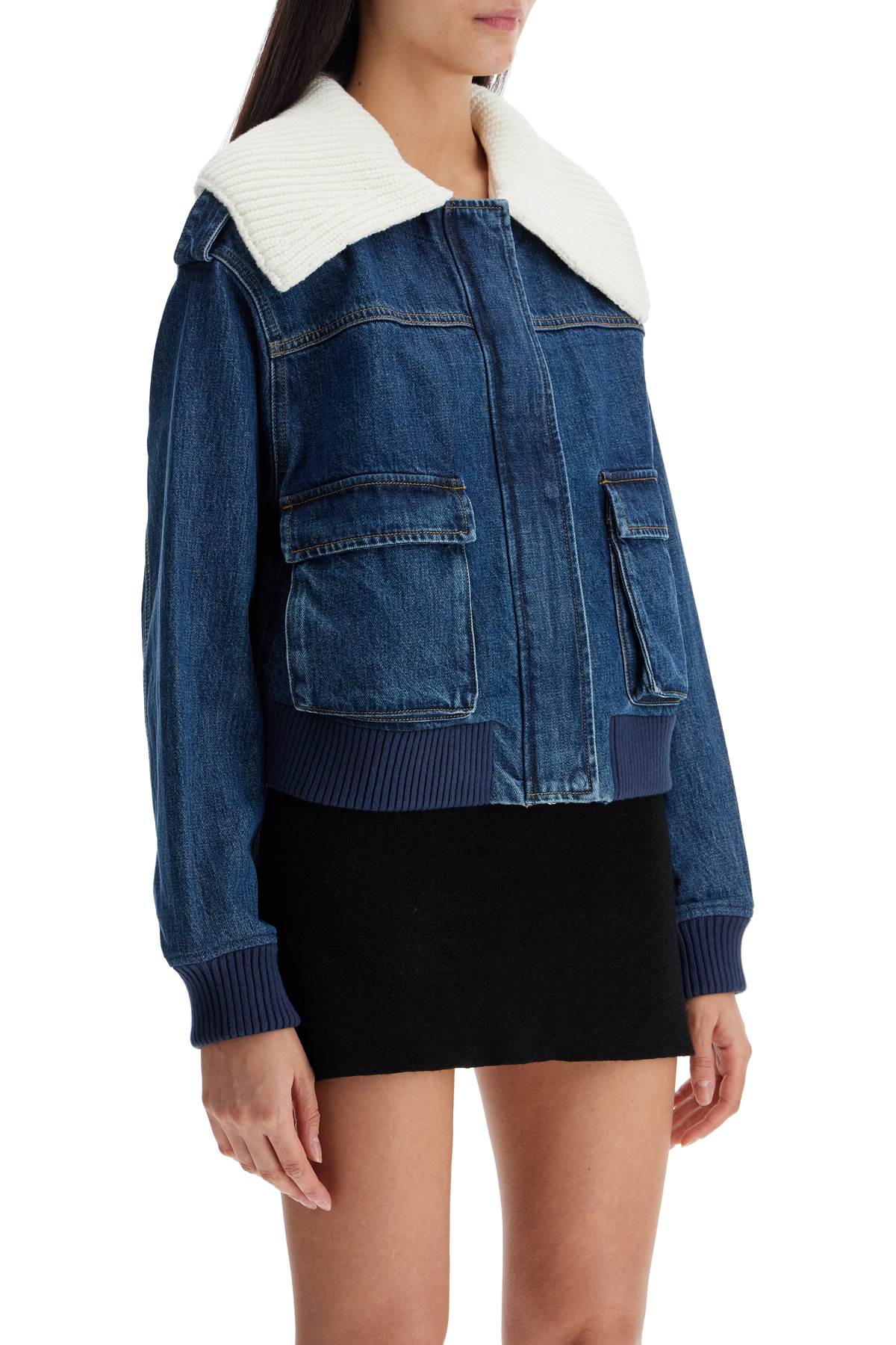 Denim Bomber Jacket For  - Blue