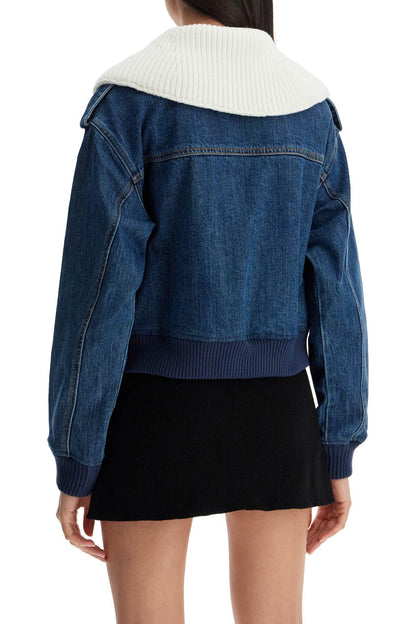 Denim Bomber Jacket For  - Blue