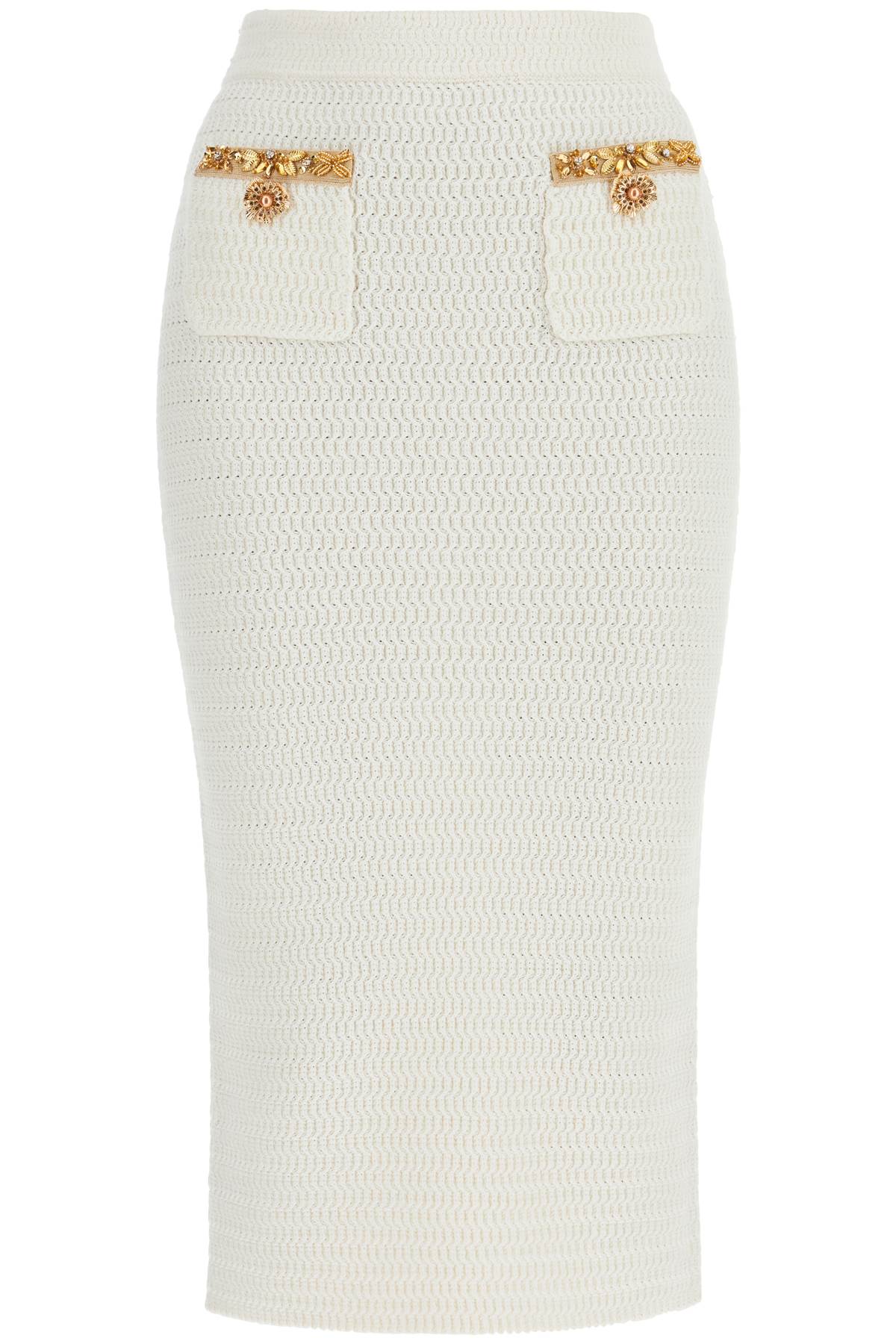 'knitted Lurex Midi Skirt  - White