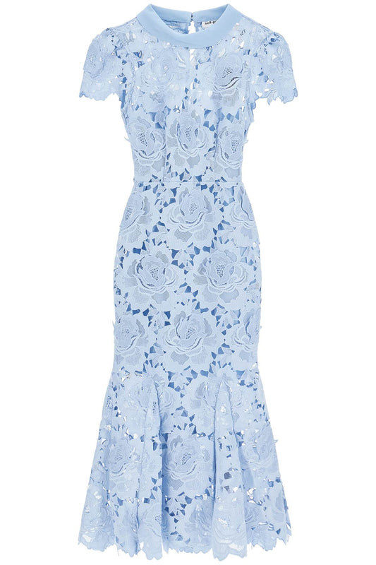 Floral Lace Midi Dress With Eight  - Light Blue