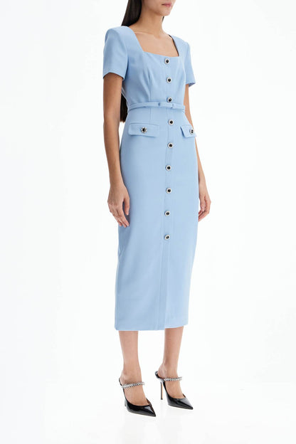 Midi Crãªpe Dress  - Light Blue