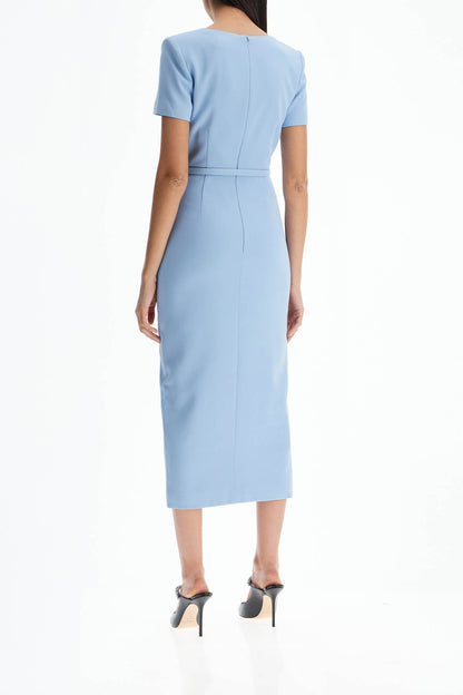 Midi Crãªpe Dress  - Light Blue