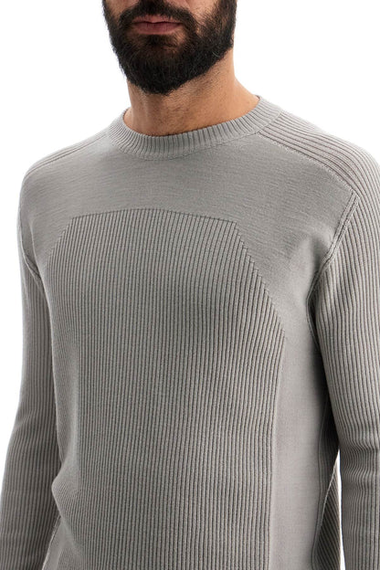 'ribbed Wool Geo Pullover Swe  - Grey