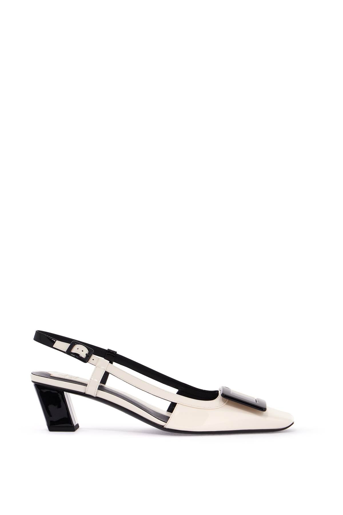 Belle Vivier Two-tone Patent Leather Sling  - White